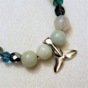 Amazonite/Indian Agate Whale Tail Stretch Bracelet